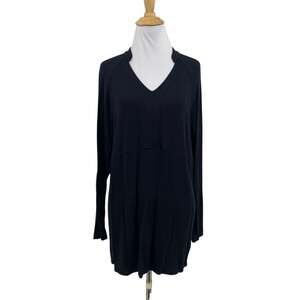 Cabi Top Womens Extra Small Black Gala V Neck Long Sleeve Knit Oversized Tunic